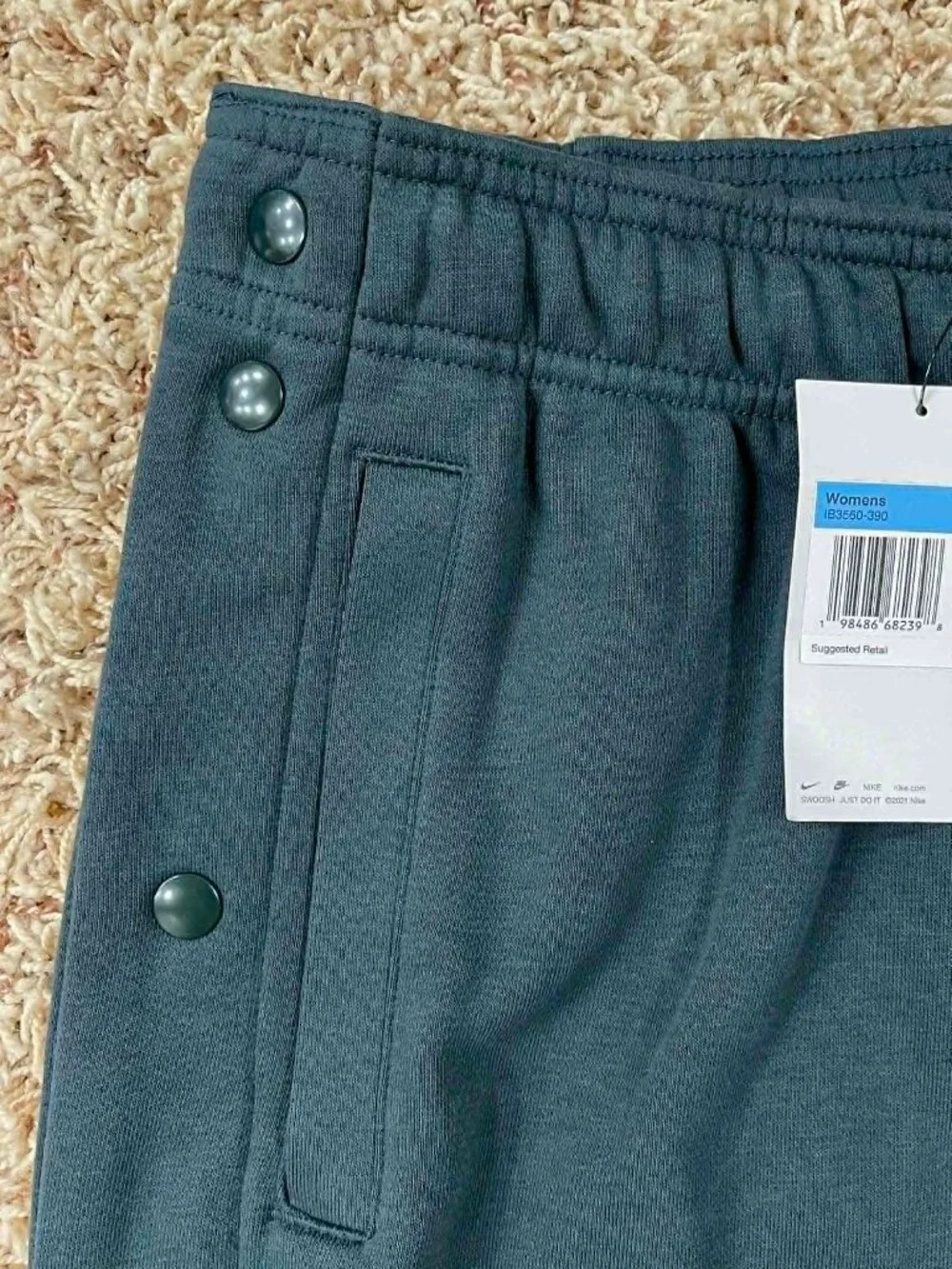 Nike Women's Fleece Tear-Away Basketball Pants Seaweed IB3560-390, Size Medium